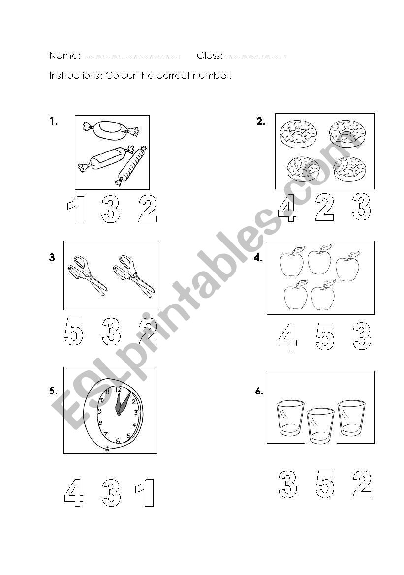 numbers worksheet