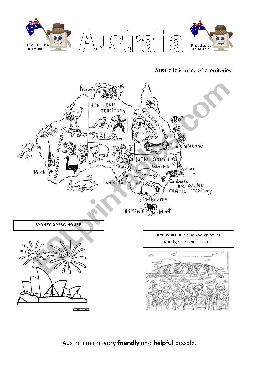 australian map activities worksheet