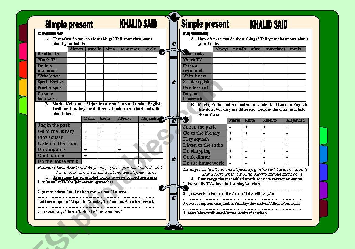 simple present  worksheet