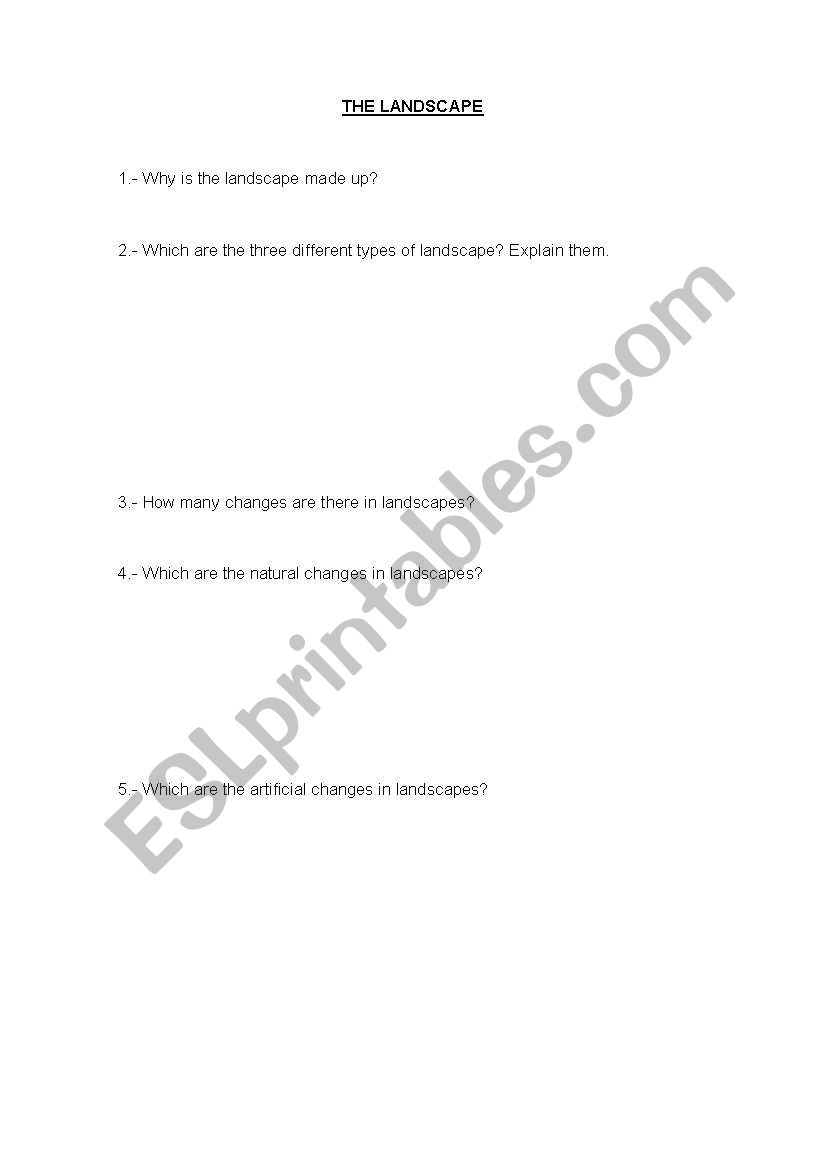 The landscape worksheet