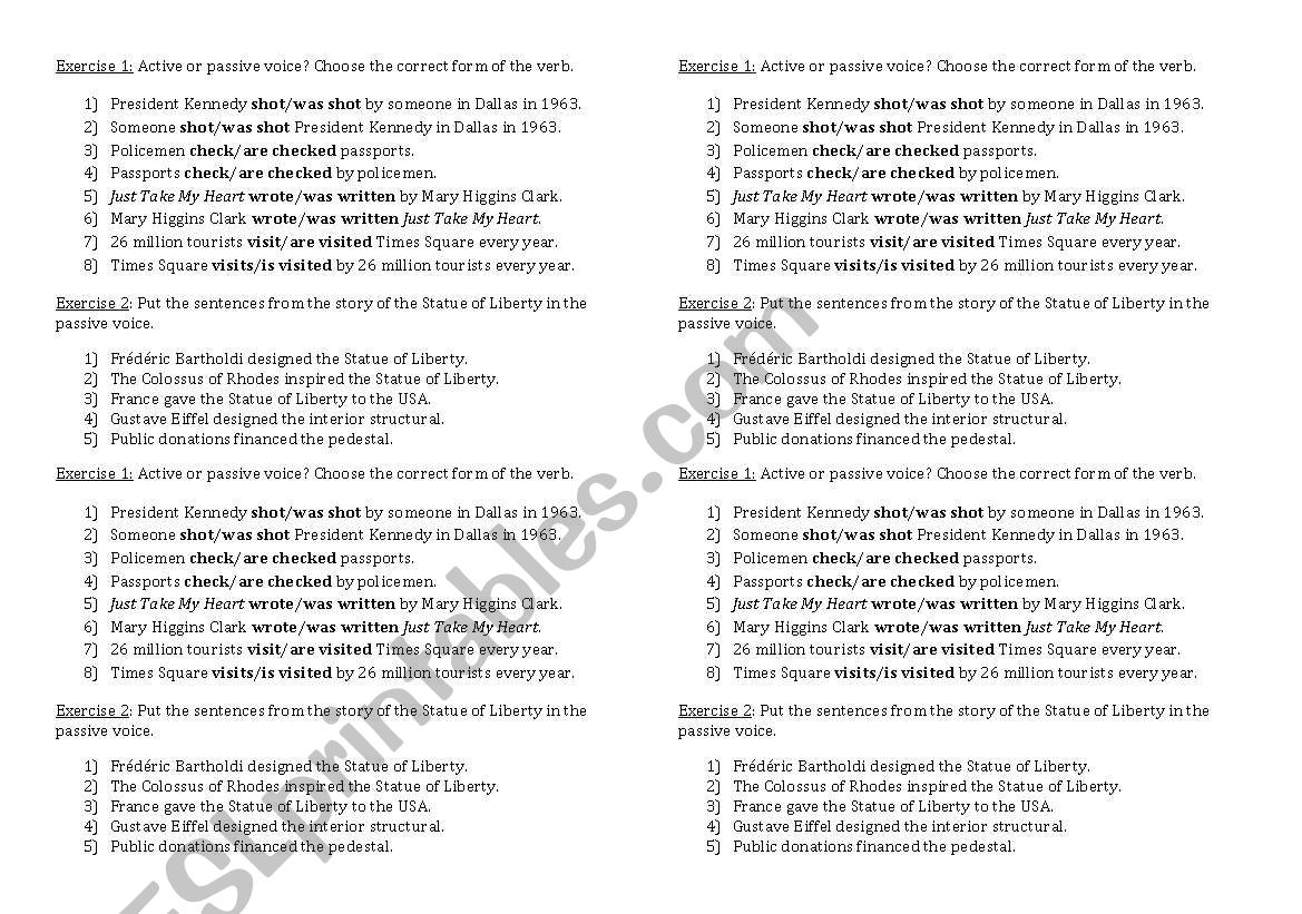 Passive voice - exercises worksheet