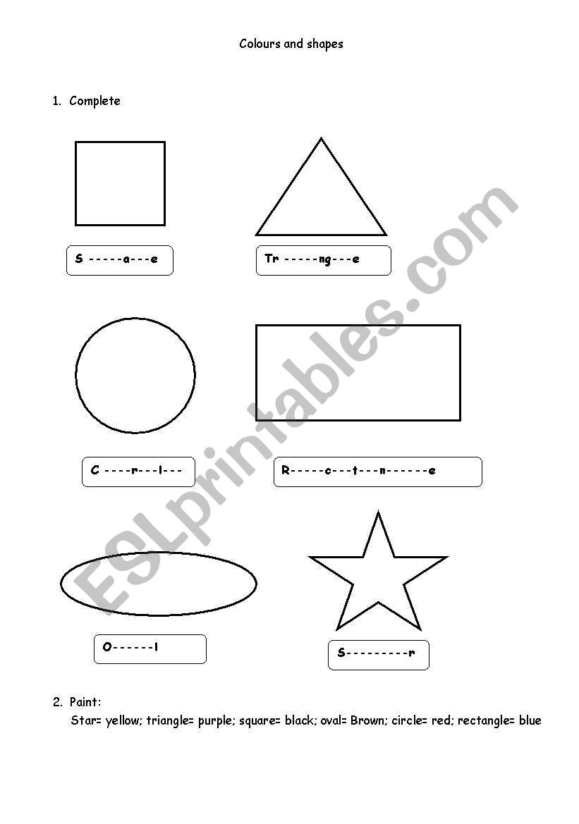 shapes and colours worksheet