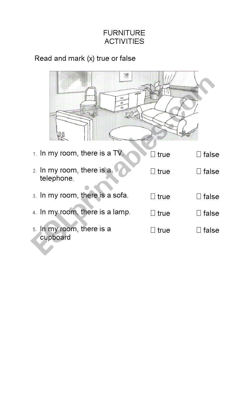 Furniture worksheet