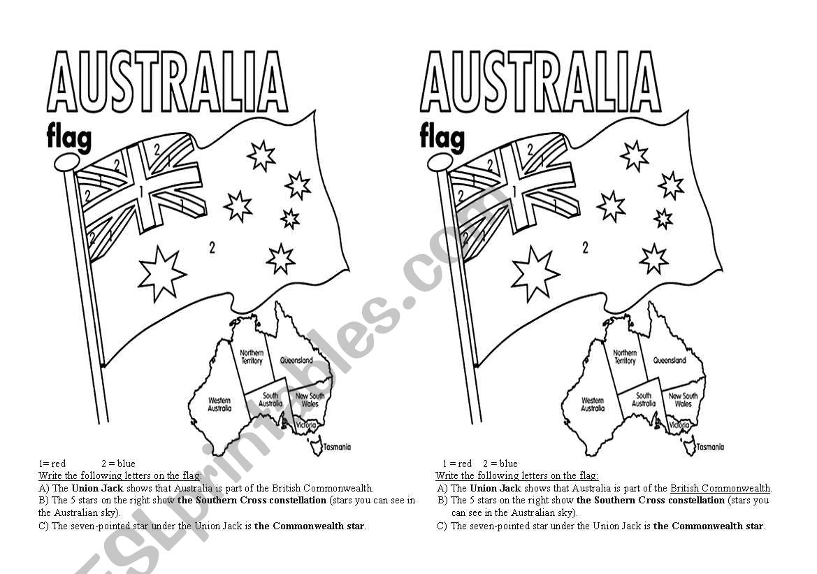 Australian flag worksheet