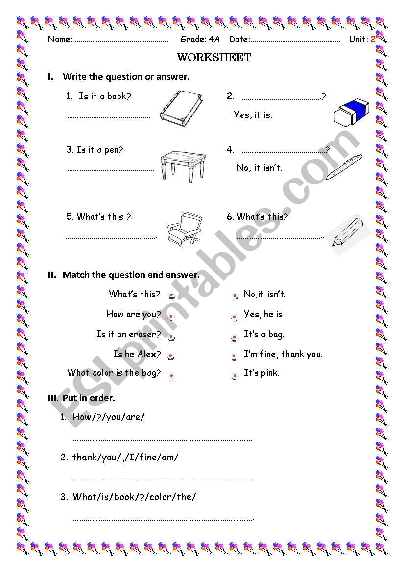 school things worksheet