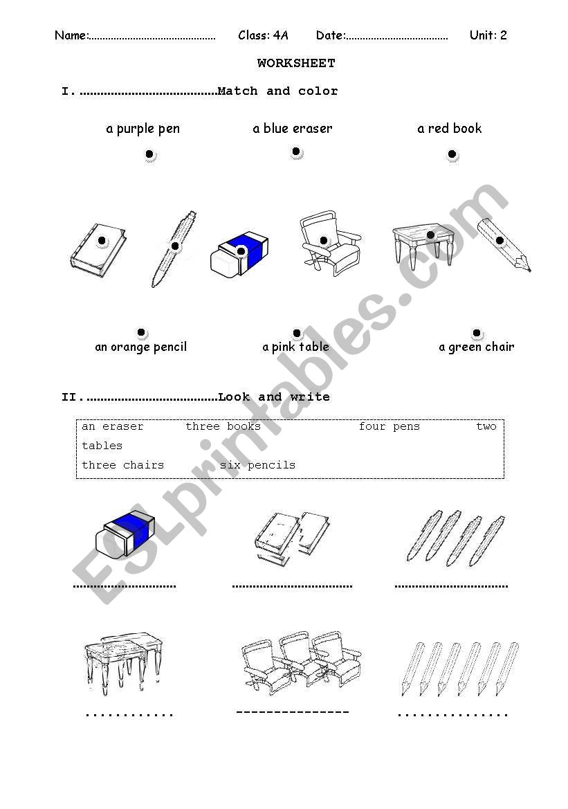 school things worksheet