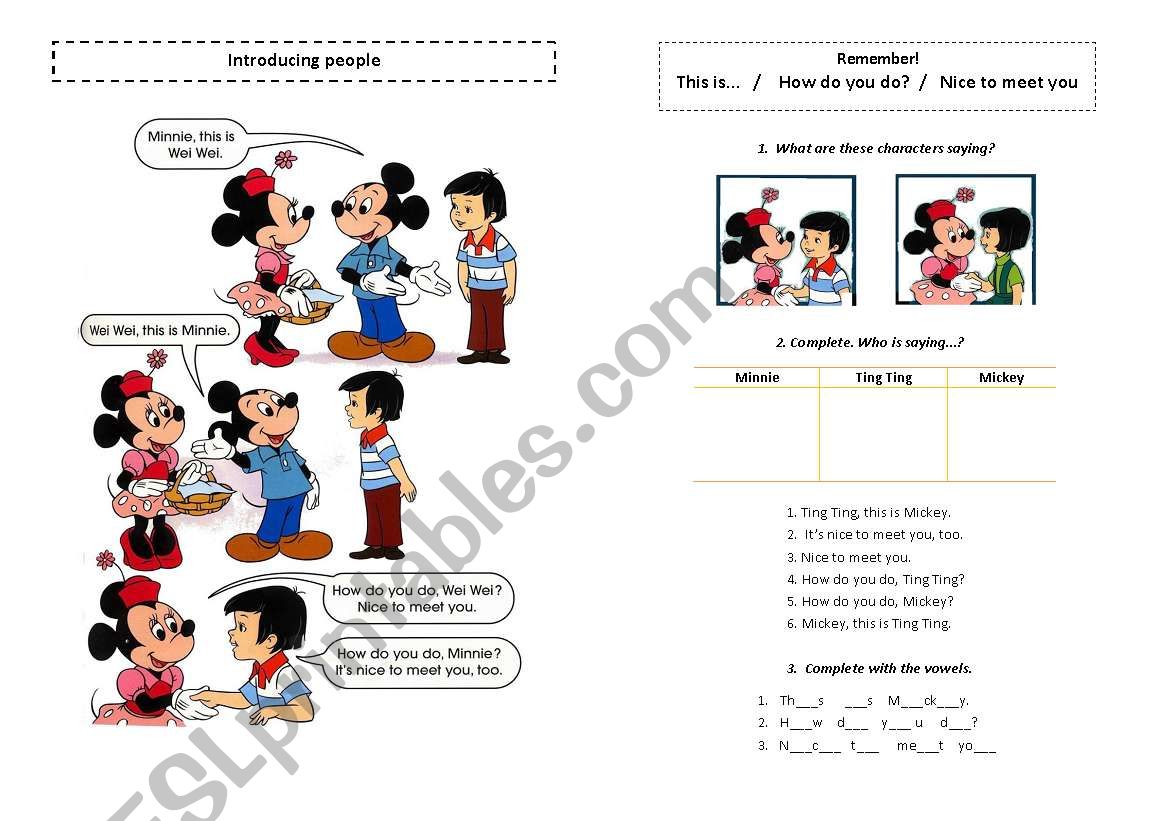 Introducing people worksheet