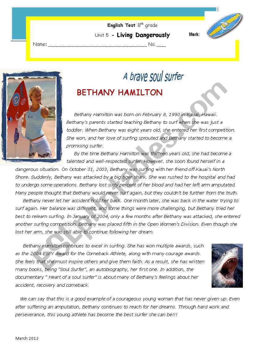 Test - Bethany Hamilton, a brave soul surfer