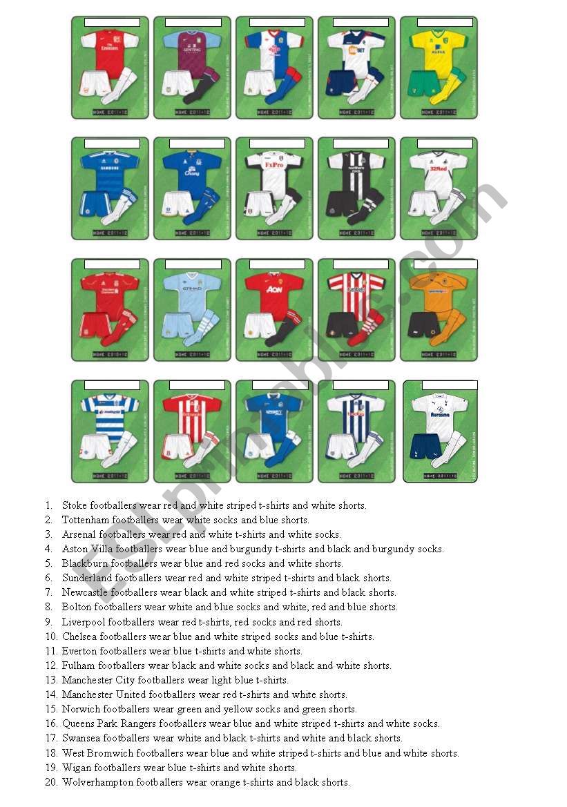 Football Strips (colours and clothes)