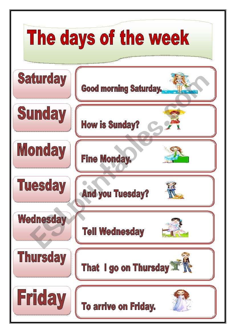 The days of the week worksheet