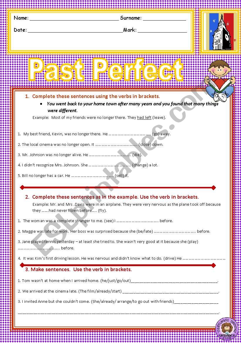 Past Perfect worksheet