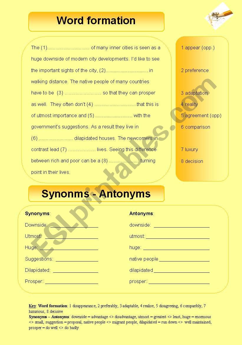 Word formation - synonyms and antonyms