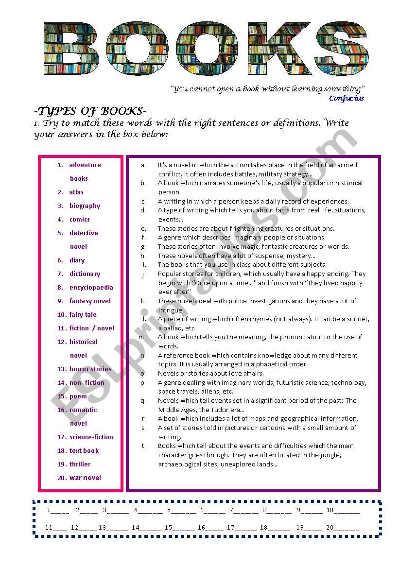 BOOKS worksheet