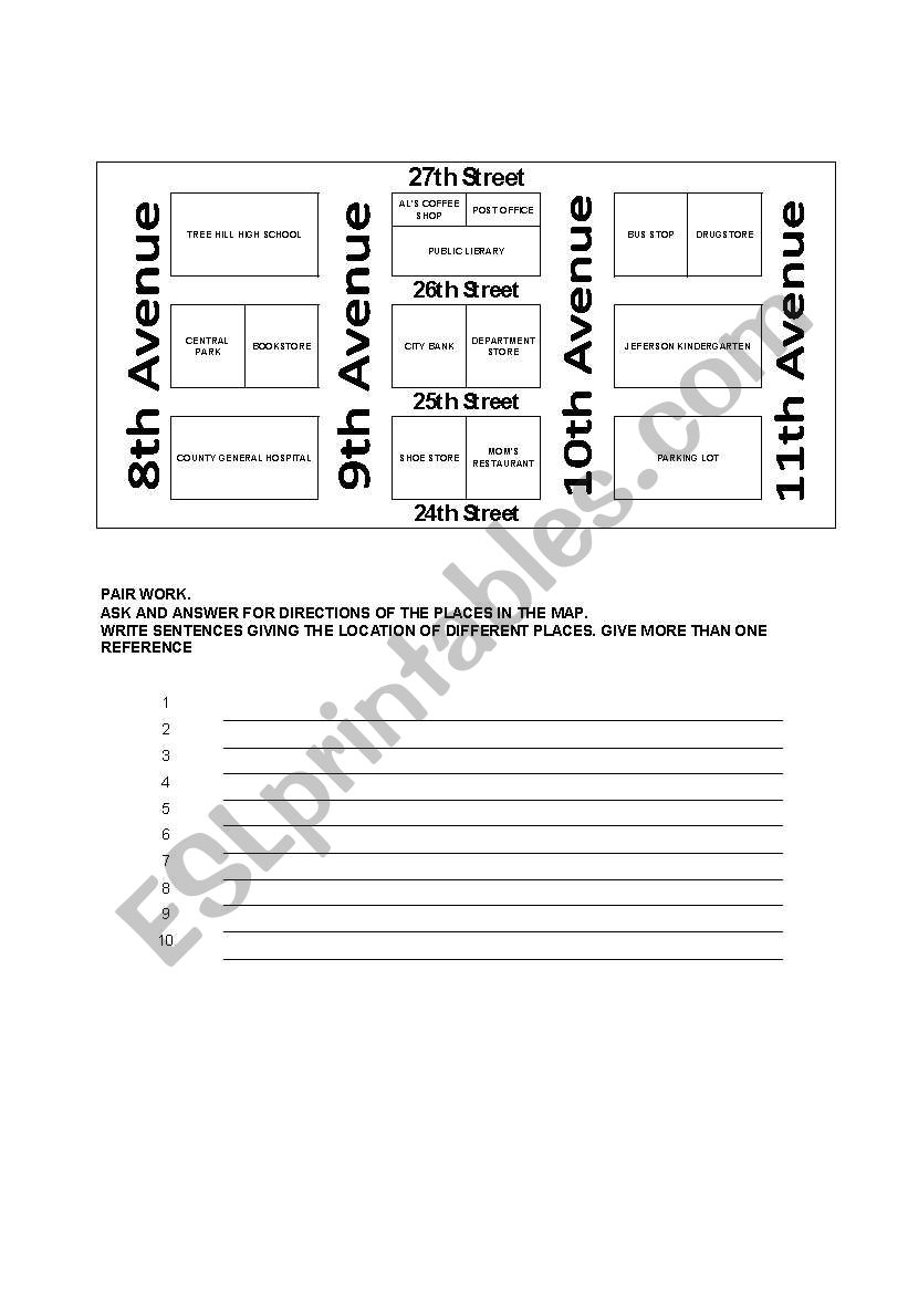 Giving directions worksheet