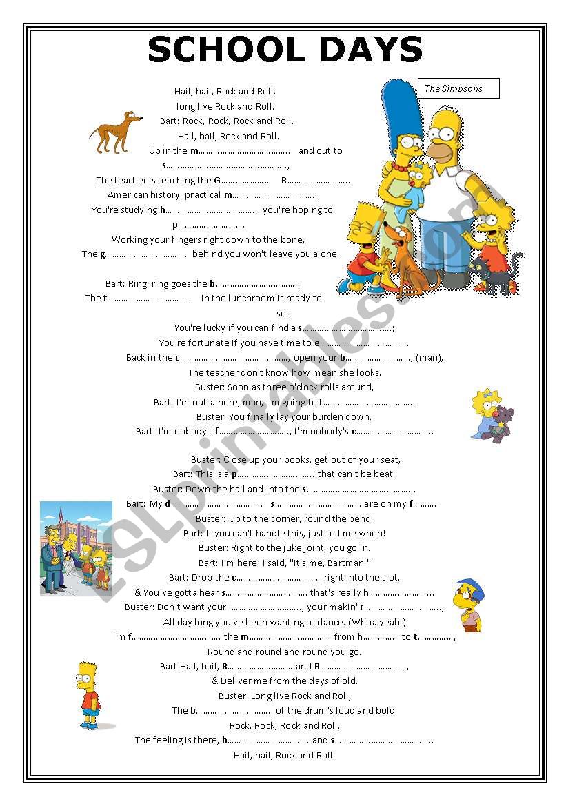 SCHOOL DAYS- The Simpsons worksheet