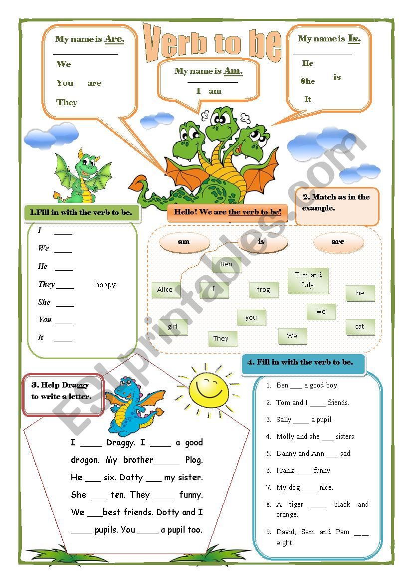 The verb to be: affirmative.  worksheet