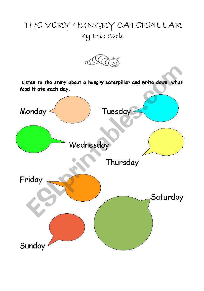 THE VERY HUNGRY CATERPILLAR worksheet