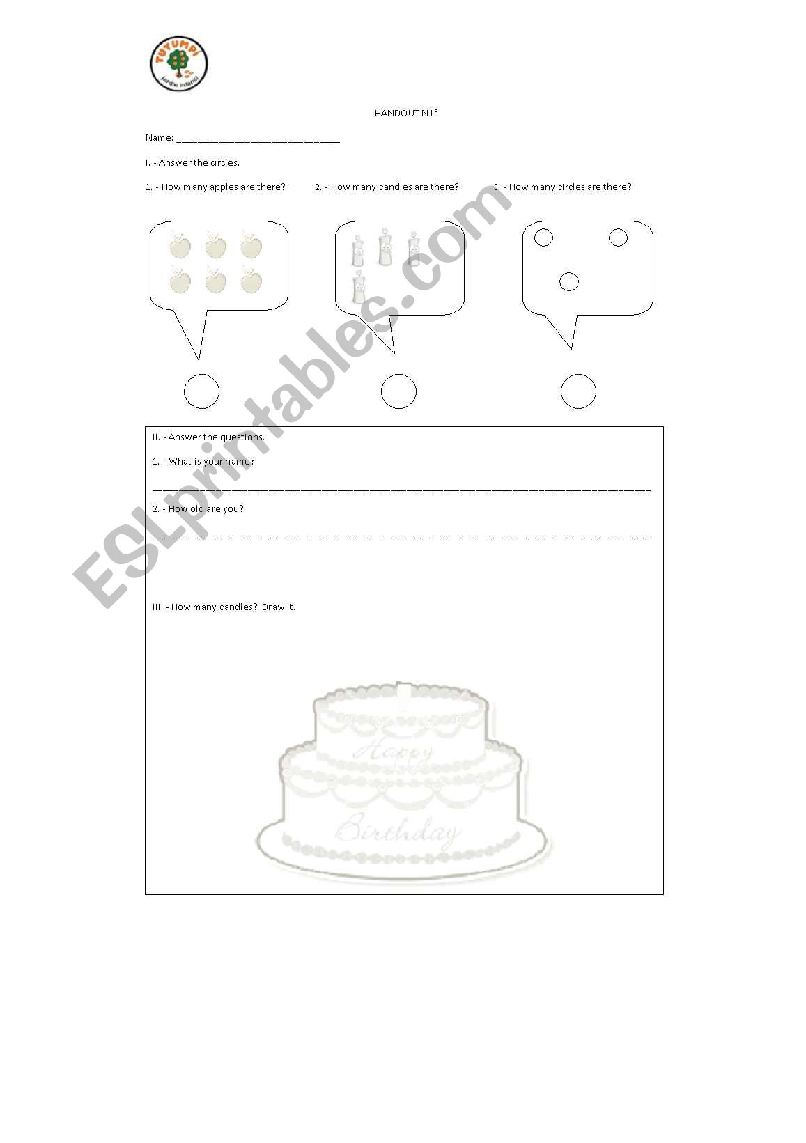 The numbers worksheet