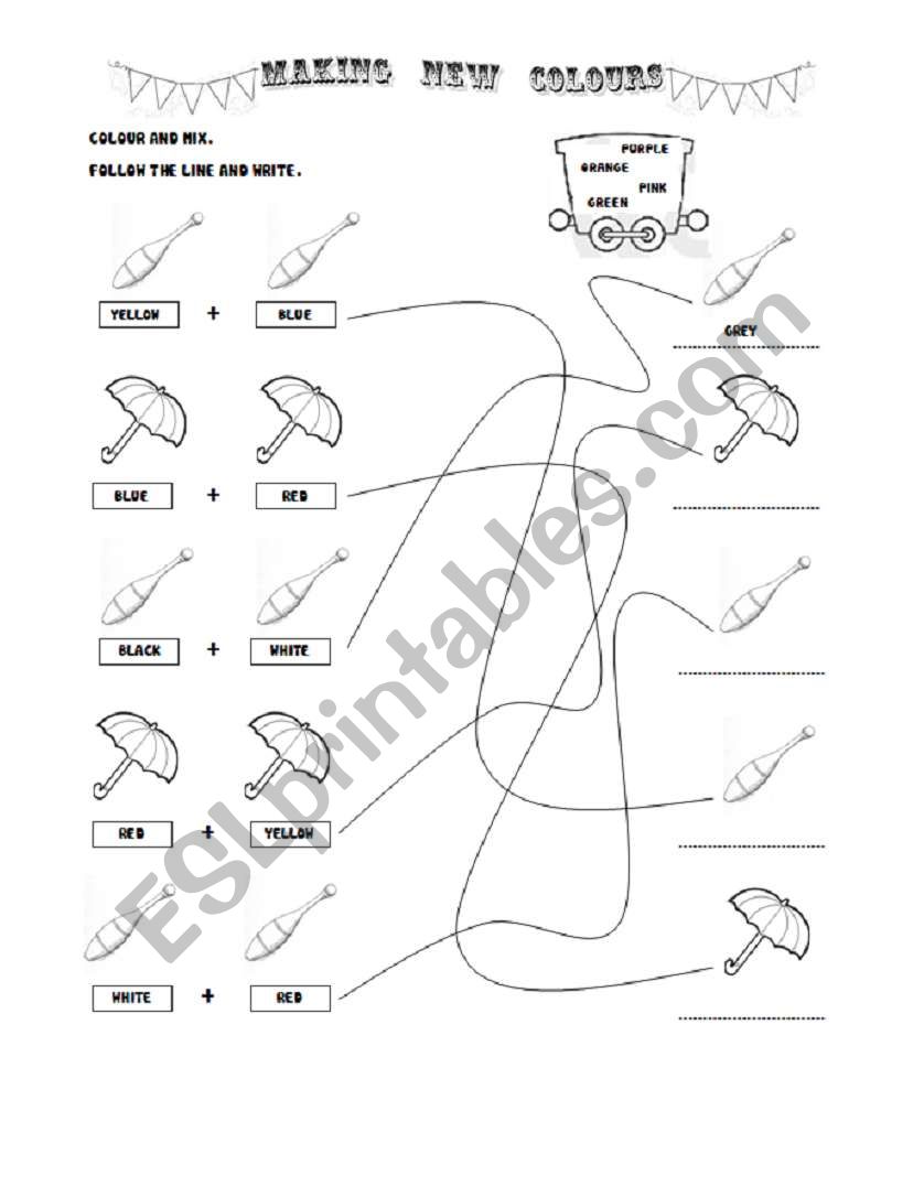 Making new colours worksheet