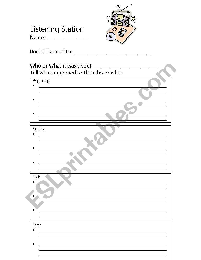 Listening Station worksheet