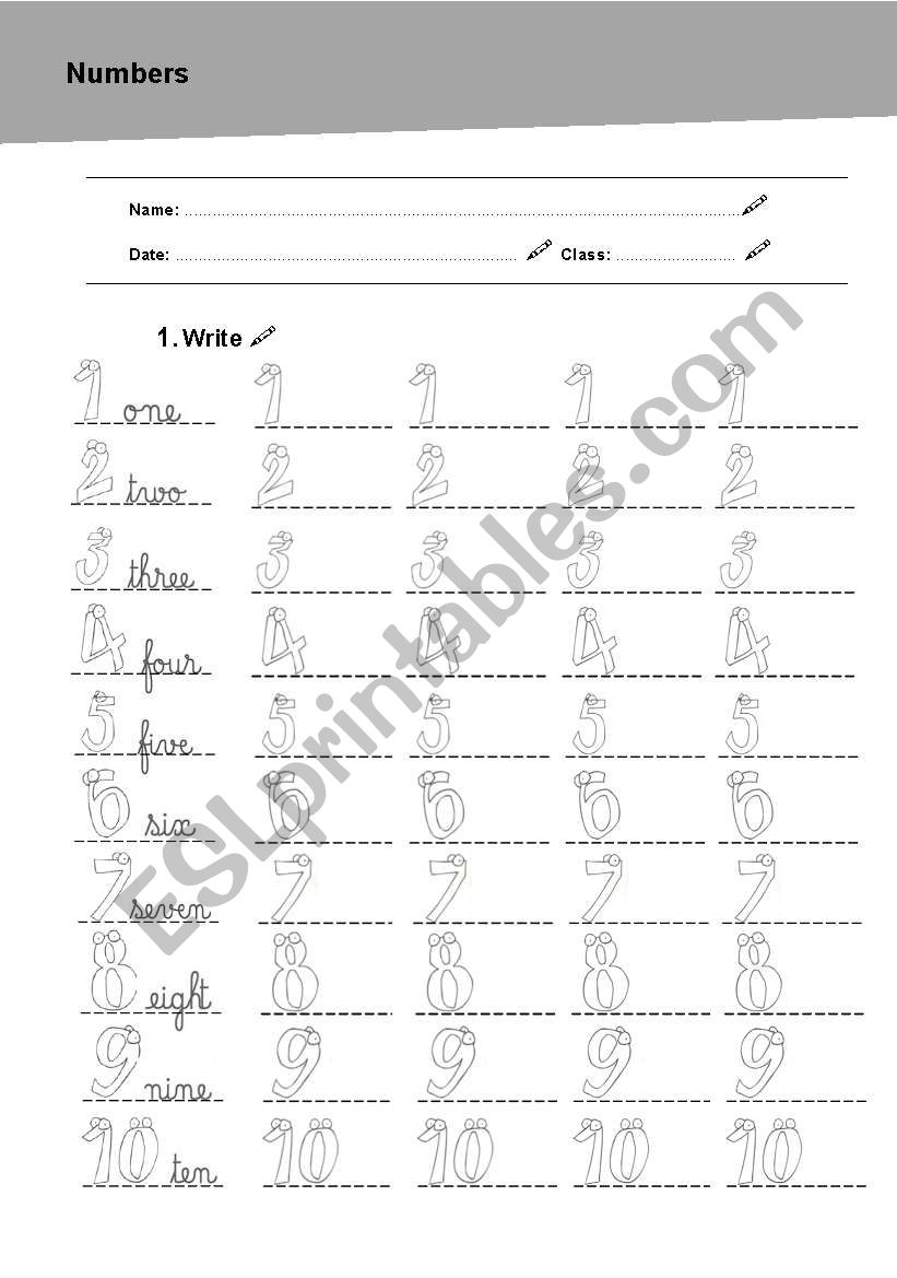 Numbers worksheet