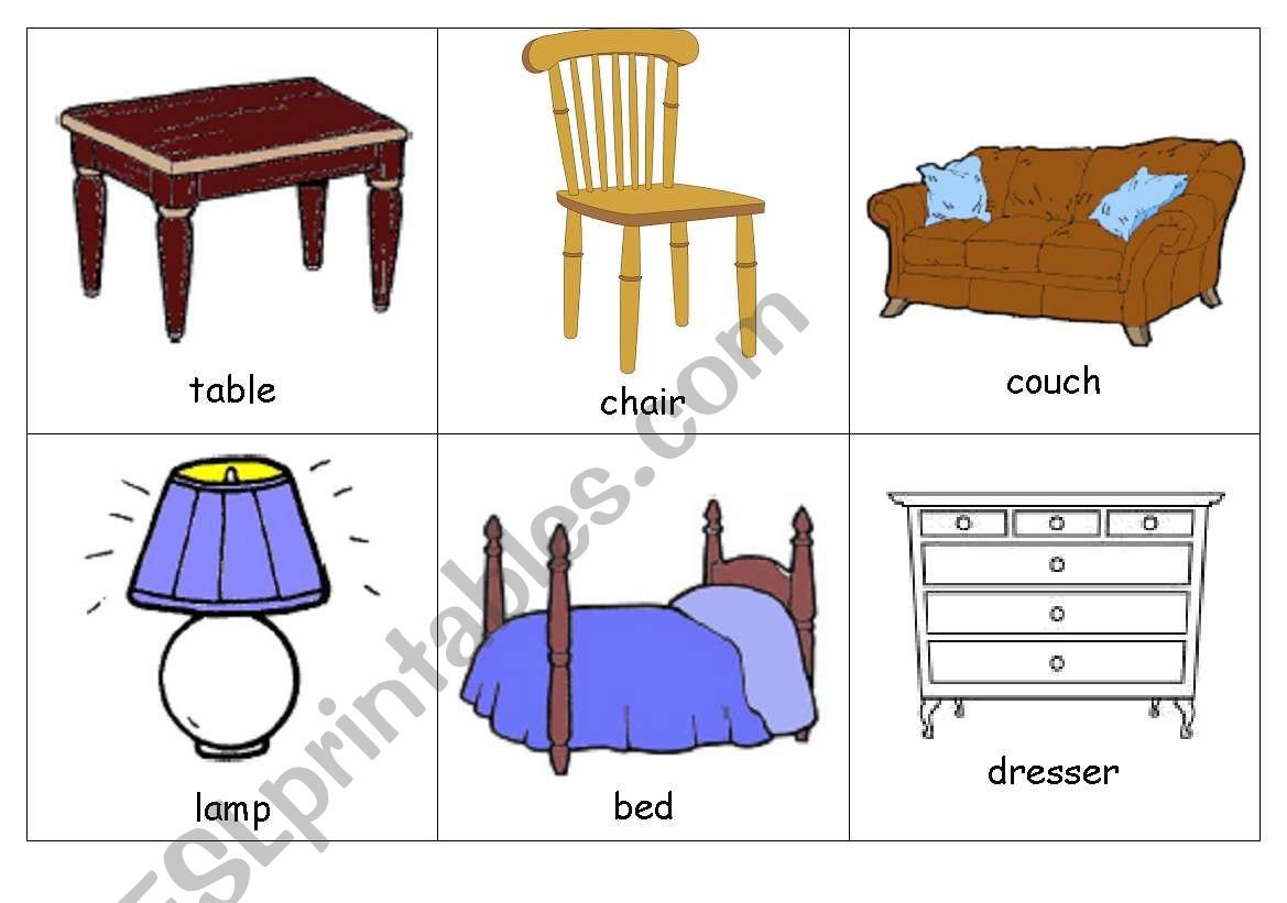 Flashcards - Furniture worksheet