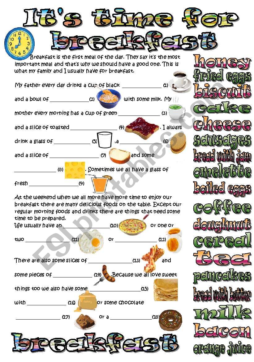 time for breakfast worksheet