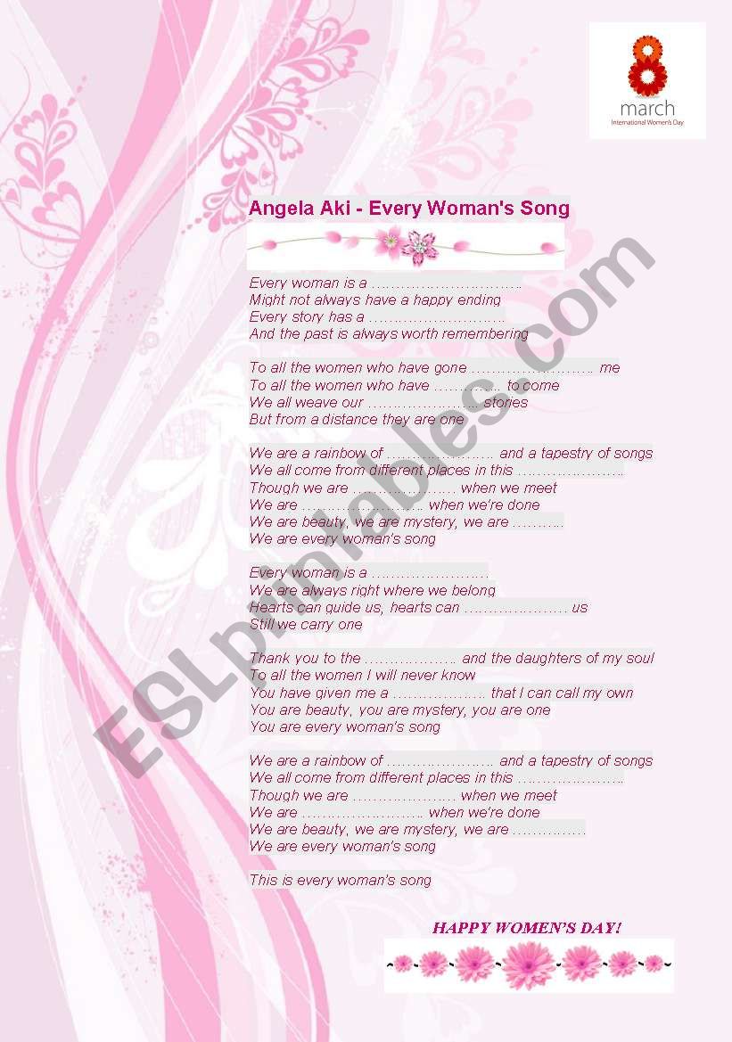 Every WomanÂ´s Song worksheet