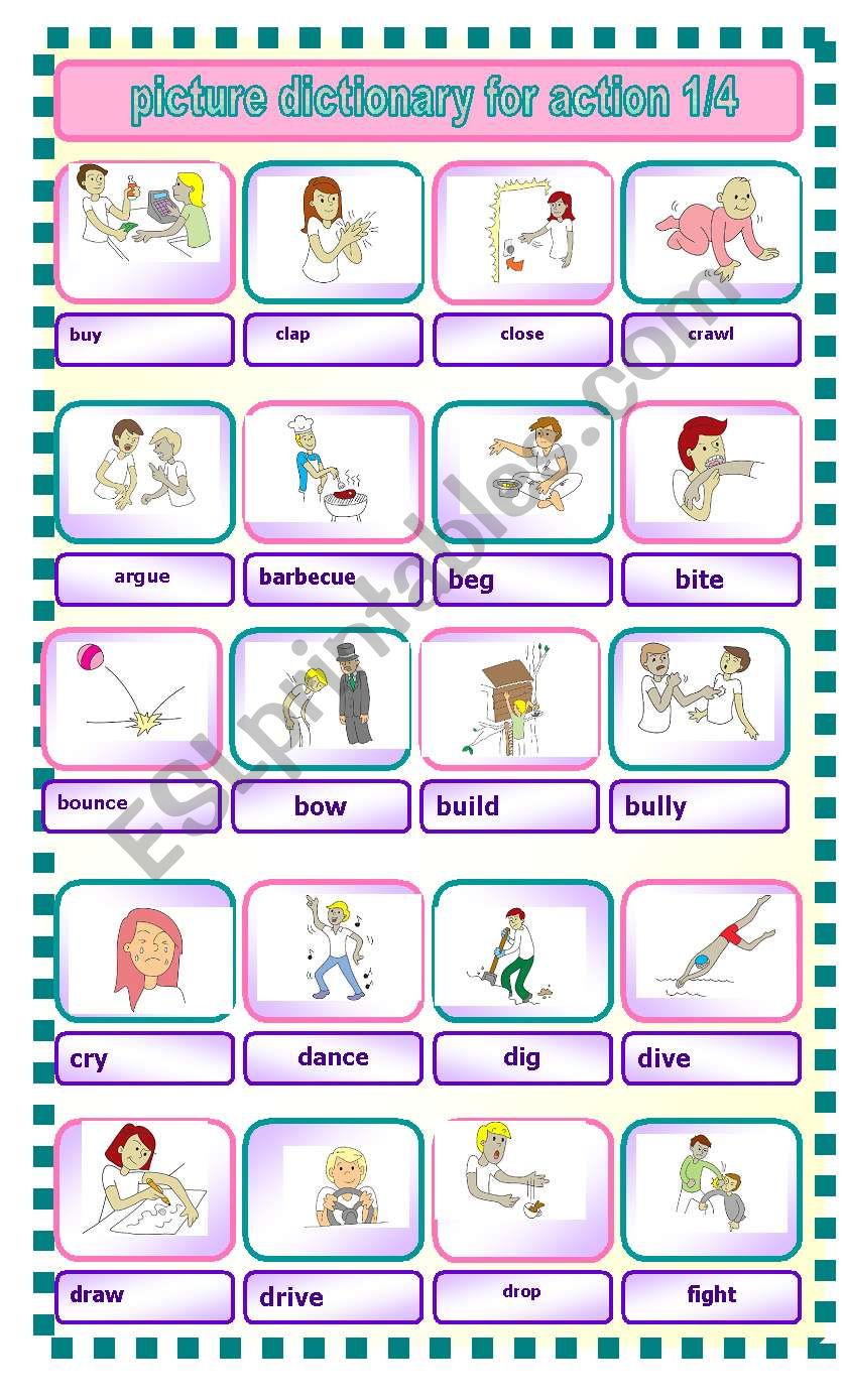 picture dictionary for action verbs