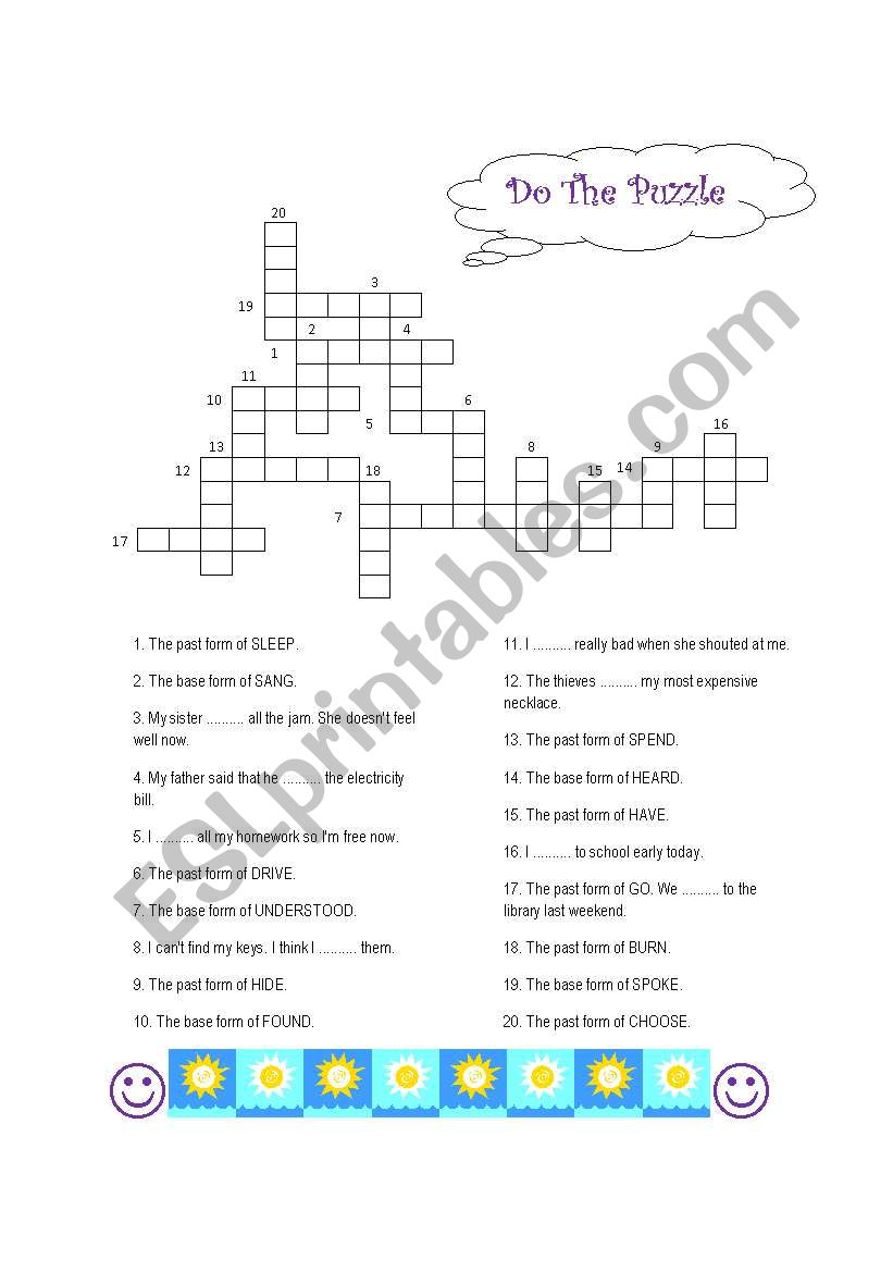 Irregular Verbs Puzzle Worksheet