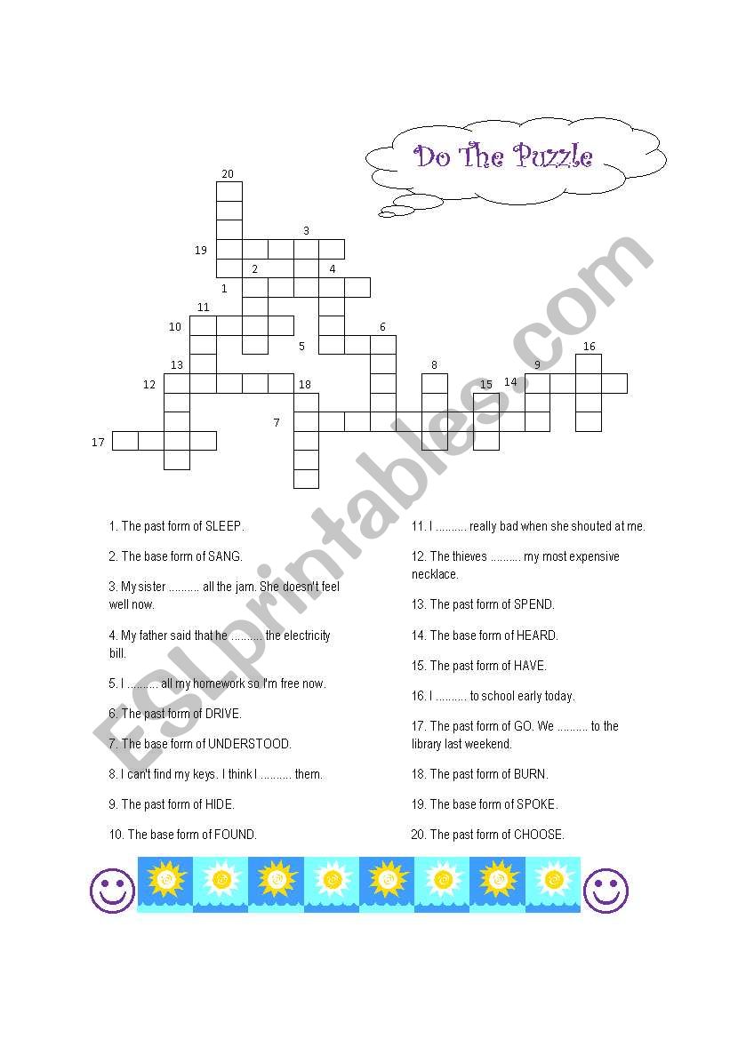 Irregular Verbs Puzzle worksheet
