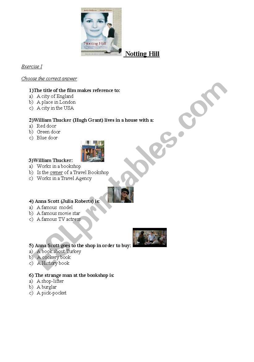 notting hill movie worksheet worksheet