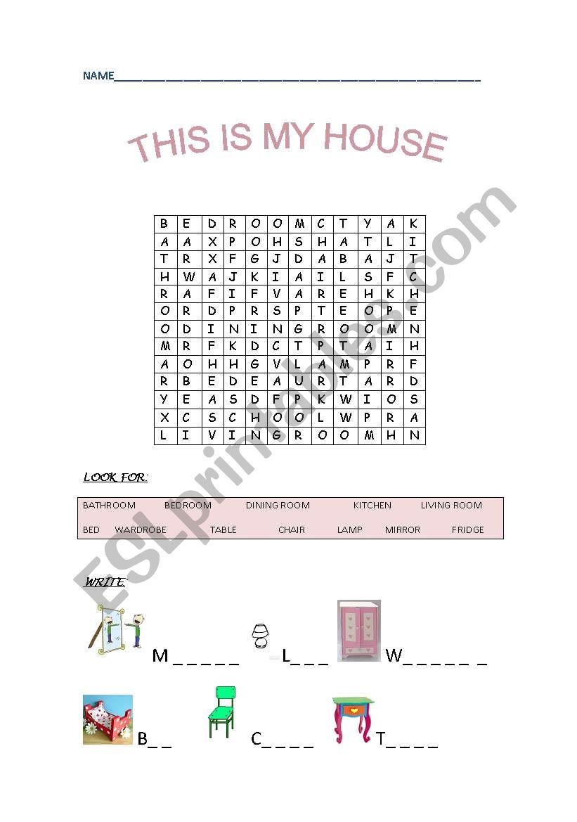 MY HOUSE worksheet