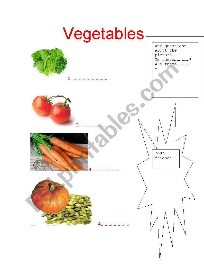 Vetetables worksheet