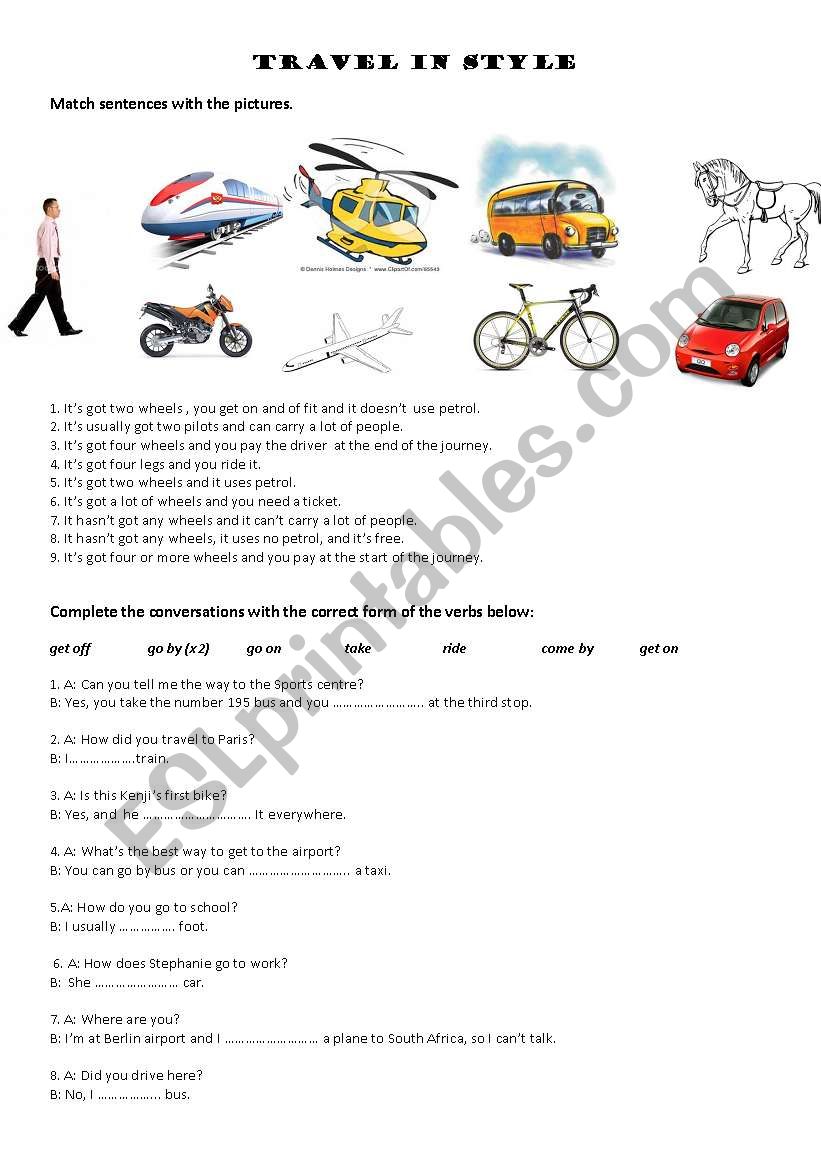 Travel worksheet