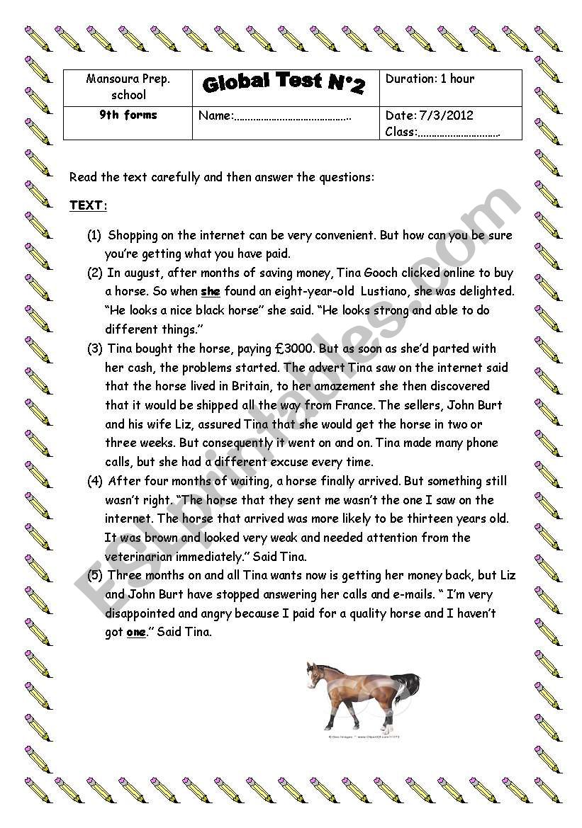 tests worksheet