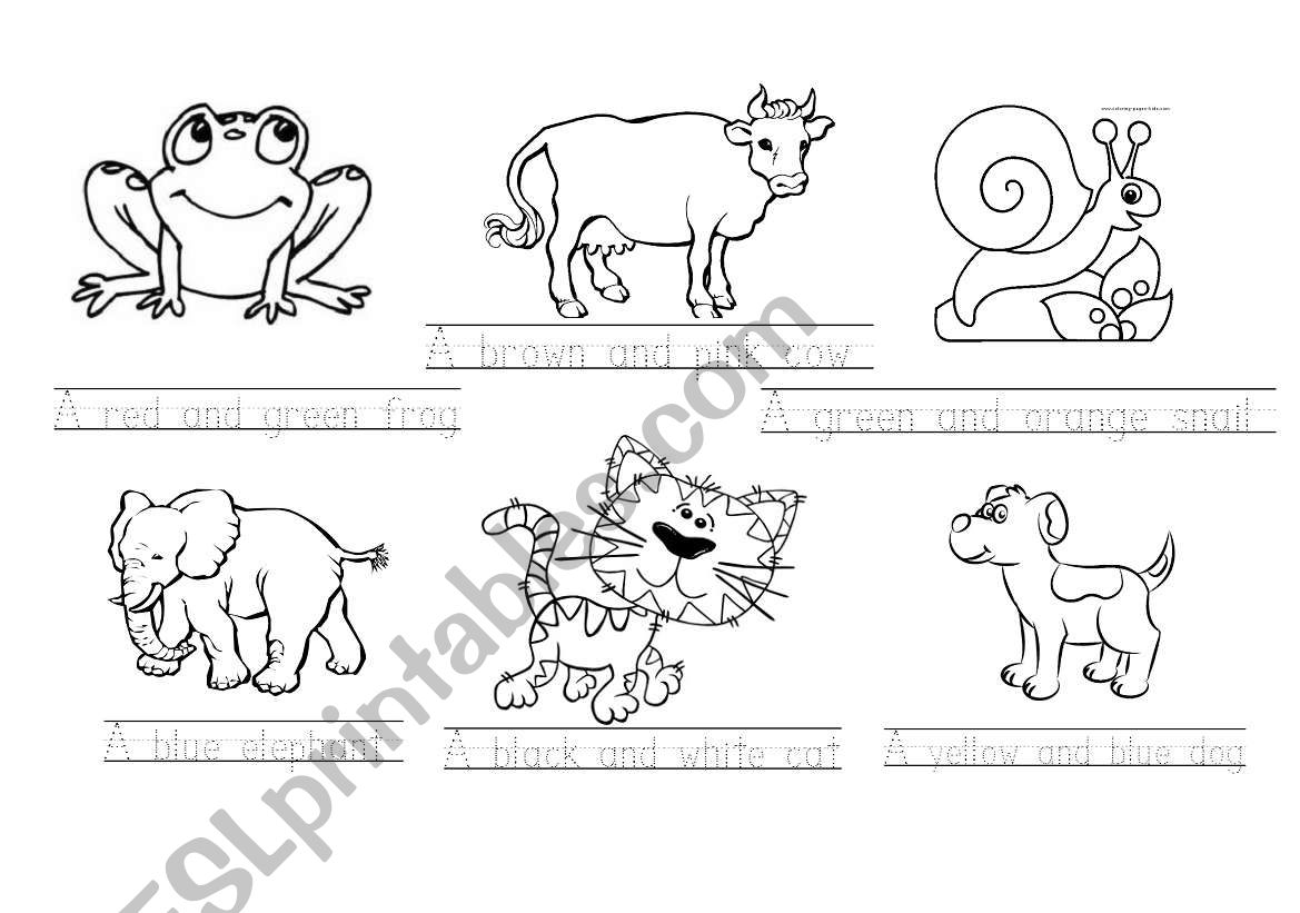 writing and colouring class for 5 7 year olds esl worksheet by