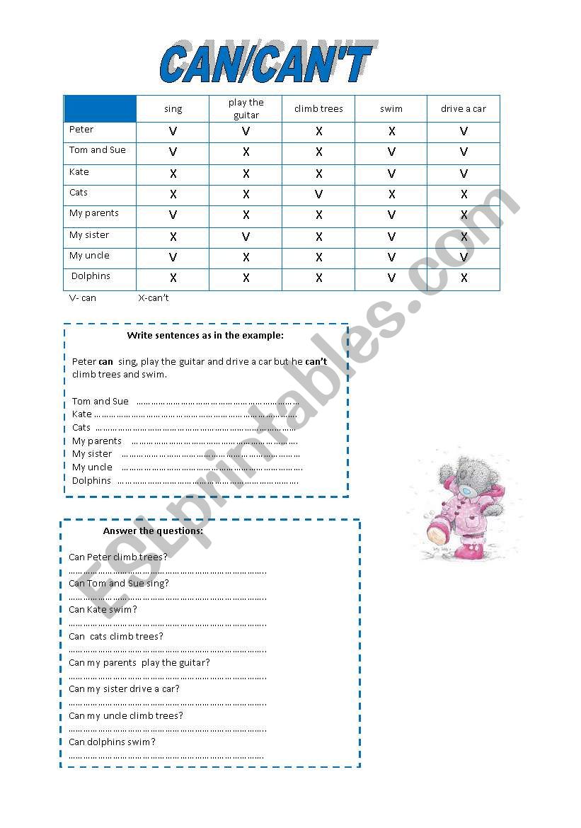 CAN/CANT worksheet