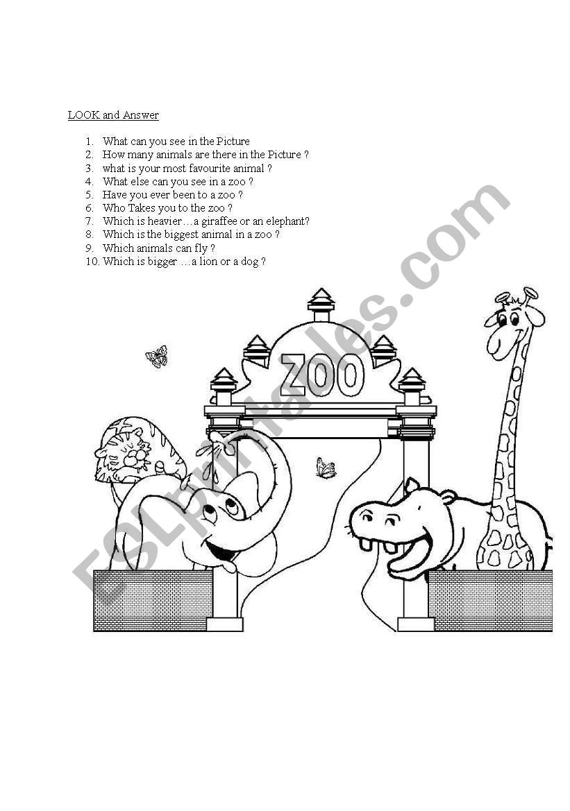 zoo worksheet