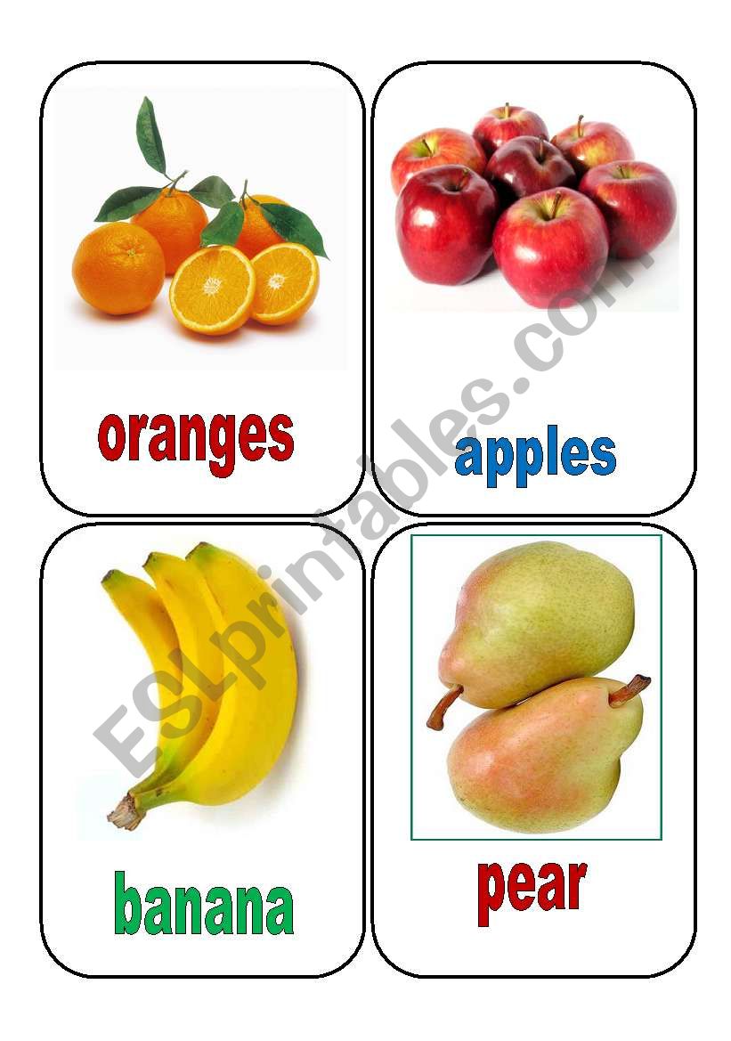 Snack time flash cards worksheet