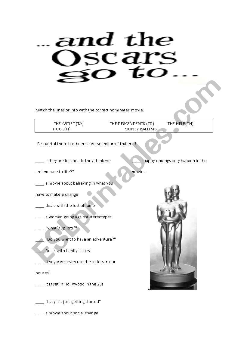 And the Oscar goes to... worksheet