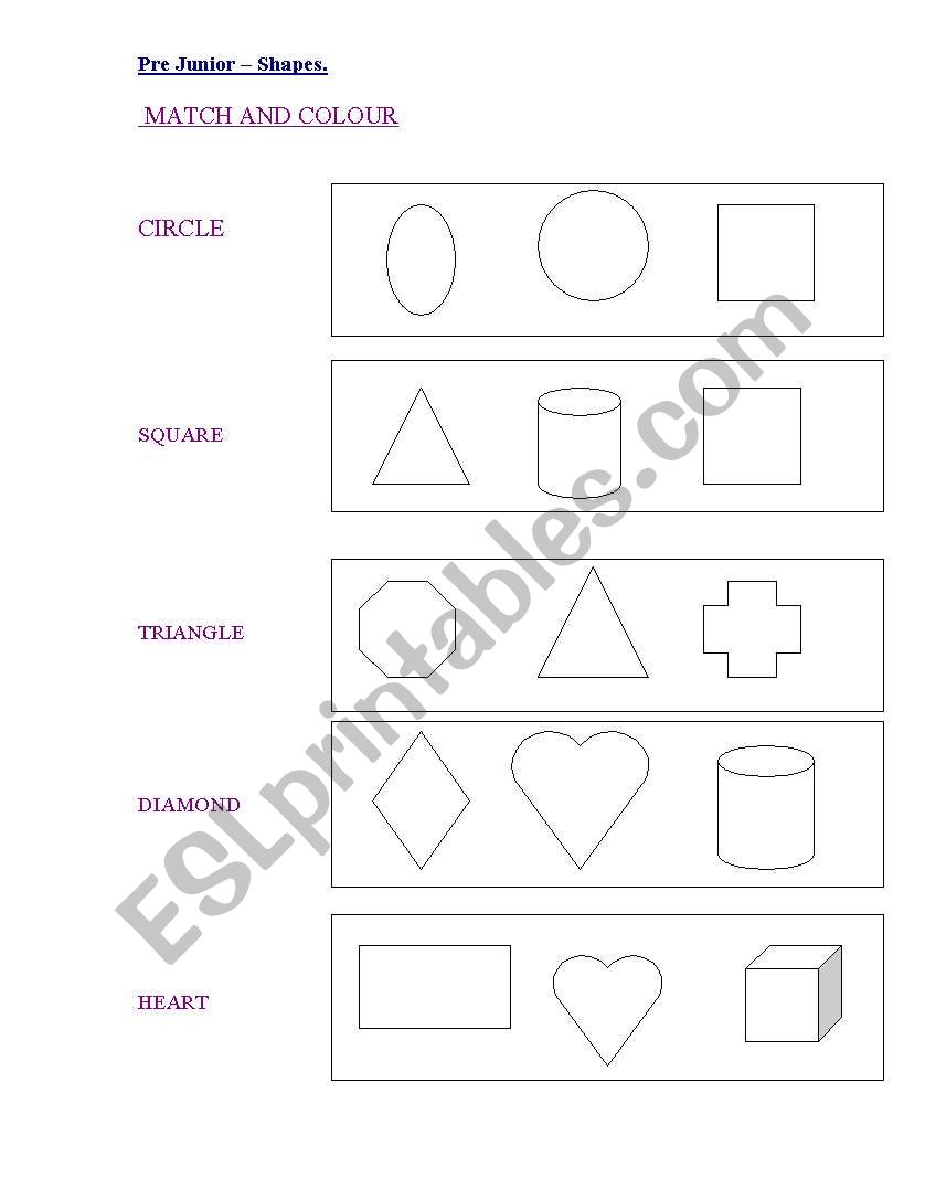 Shapes - match and colour!! worksheet