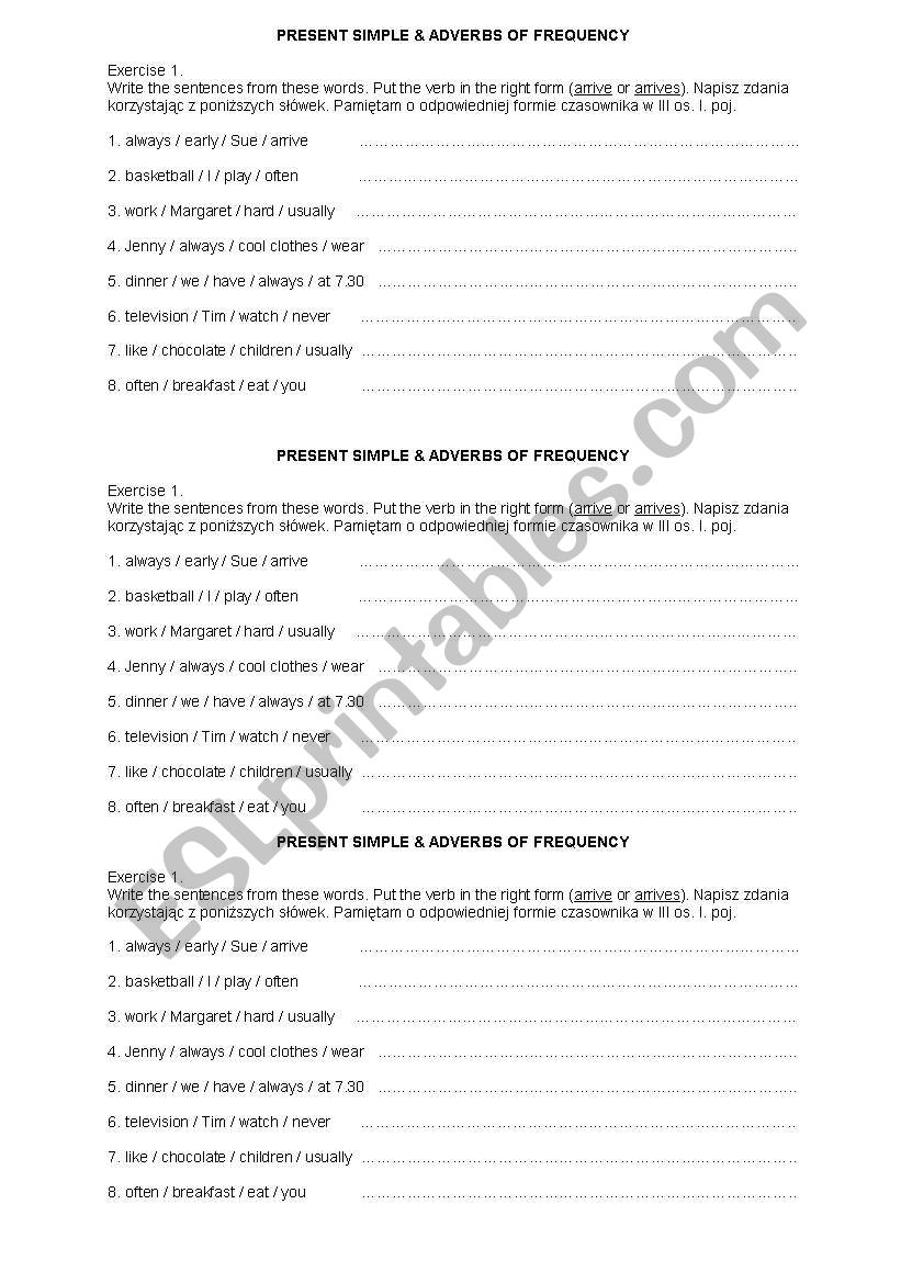 present simple - grammar exercises