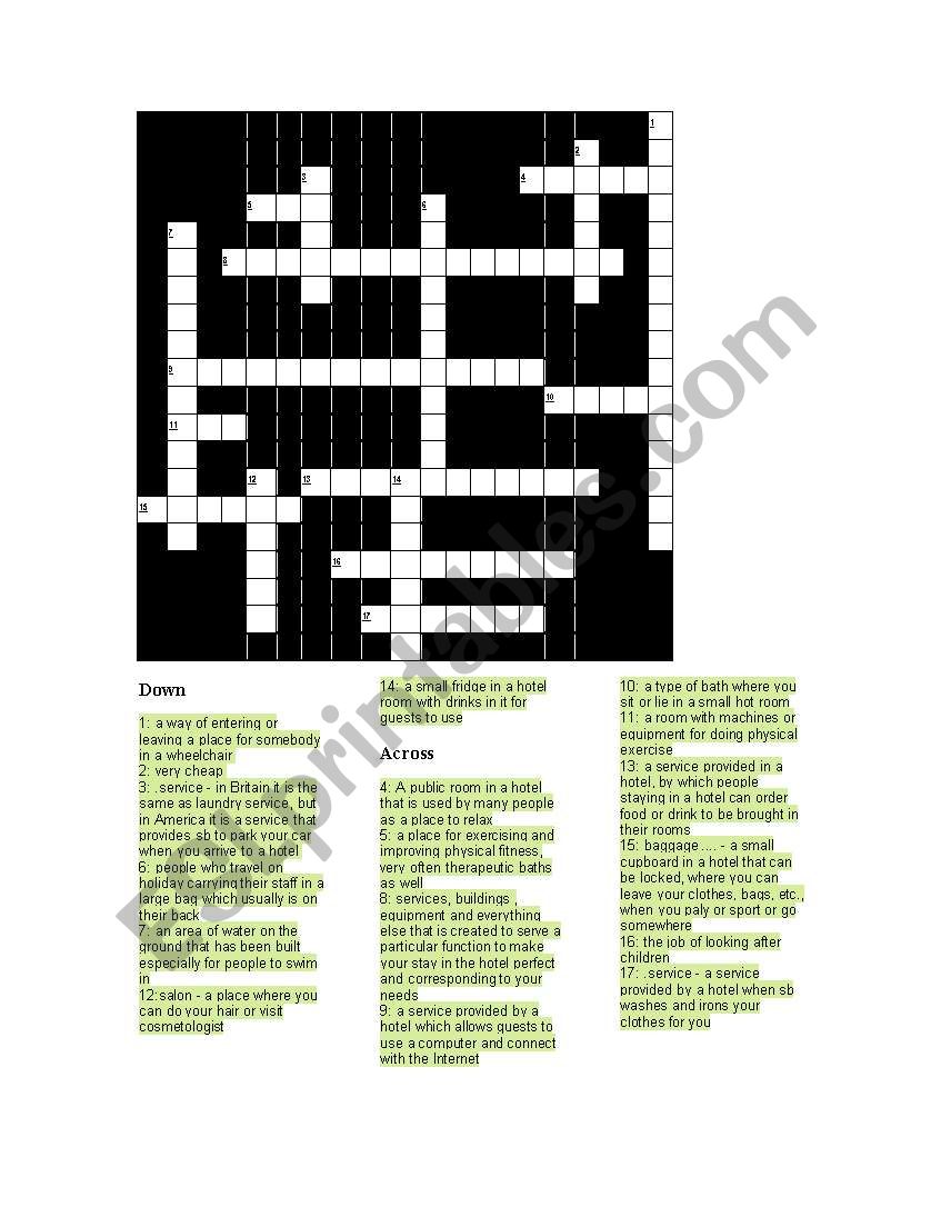 Hotel access worksheet