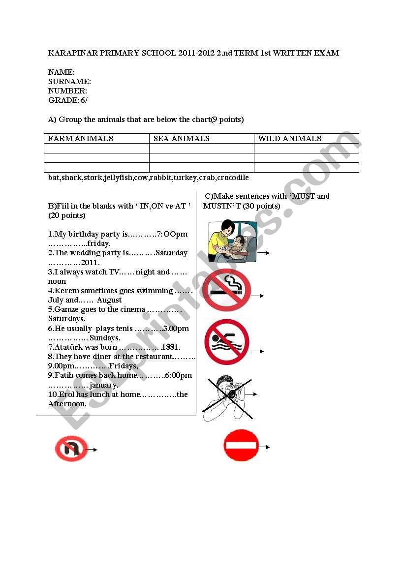 6.2.1 English exam worksheet