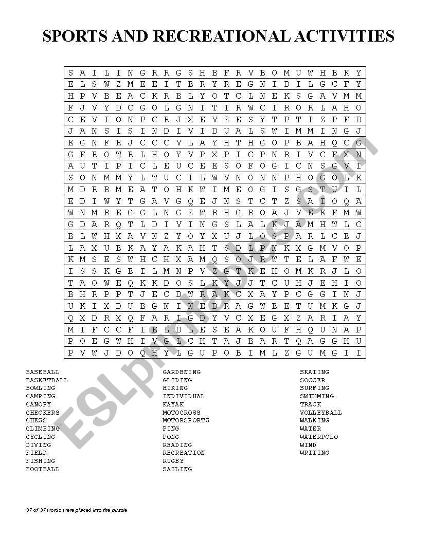 sports puzzle worksheet