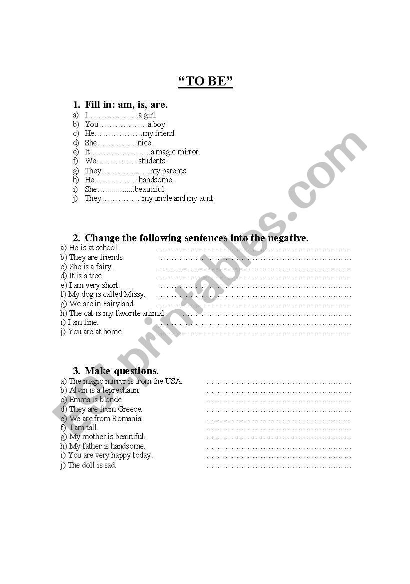 Revision To Be worksheet