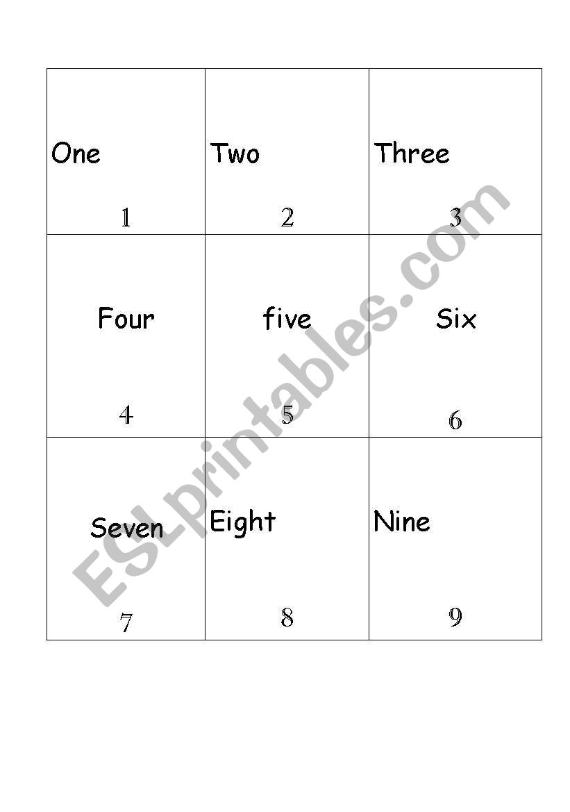 Numbers chart worksheet