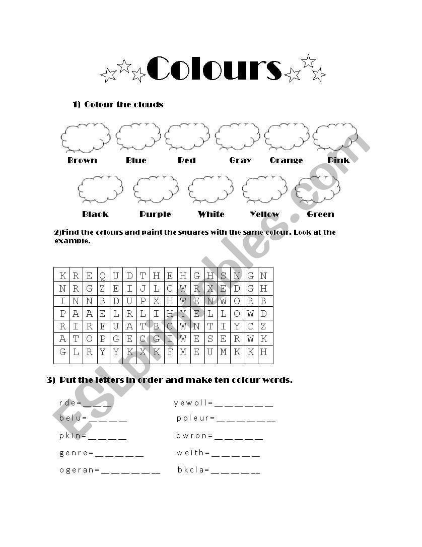 Colours worksheet