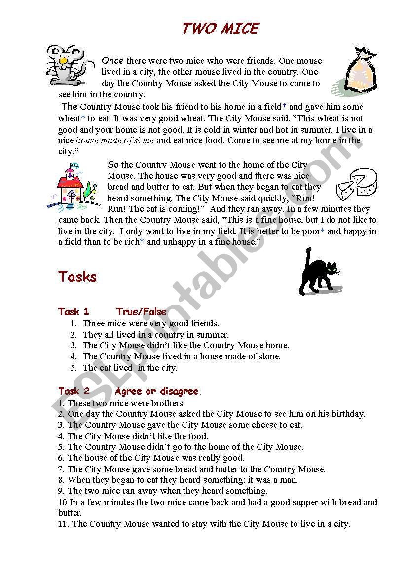 Two mice worksheet